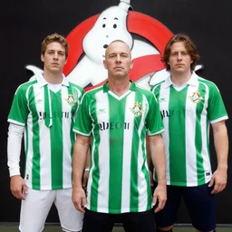 ghostbusters dressed in the betis soccer team shirt