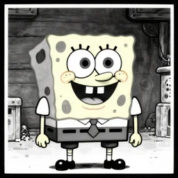 spongebob squarepants by junji ito, black and white comic