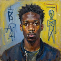 an original artwork by jean michel basquiat realistic oil painting trending on artstation