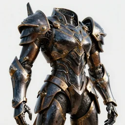 hyper realistic photography of a glorious obsidian metal armor, futuristic design, portrait, cyberpunk style, wood and gold details, intricate, extremely detailed, ornate, deep of field, hard surface, exoskeleton, substance designer metal