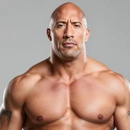 obese!!! dwayne johnson sumo wrestler, looks at the camera, close head shot