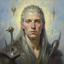 portrait oil painting, perfect expression, subconscious connects, purified consciousness, john durham, riddick, farscape, fantasy character portrait, ultra realistic, wide angle, intricate details, mass effect, artifacts, luminous skies, highly detailed, michael cheval, peter mohrbacher, boris vallejo, jessica rossier, oil painting, highly detailed, cinematic lighting, unreal, natural tpose