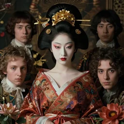 portrait of the japanese queen of the underworld, surrounded by flowers by karol bak, james jean, tom bagshaw, rococo, sharp focus, trending on artstation, cinematic lighting, hyper realism, octane render, 8 k, hyper detailed.
