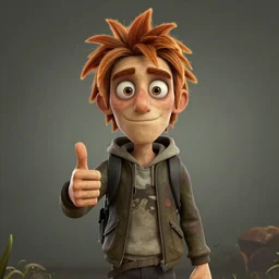 a portrait of wilson from don't starve giving a thumbs up