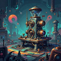 the game factorio, trending on artstation, steampunk art, psychedelic art