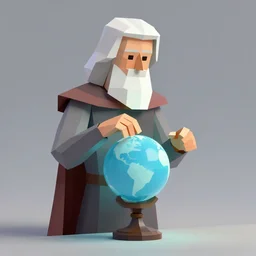 sorcerer marx pondering his orb, low poly