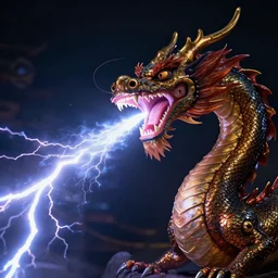 photo of dragon shooting lightning out of mouth