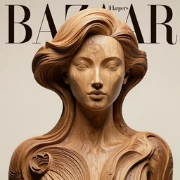 sculpture made of wood, portrait, female, future, timber, harper's bazaar, vogue, fashion magazine, intricate, concept art, close up, ornate, luxury, elite, elegant, trending on artstation, by ruan jia, by Kenneth Willardt, by ross tran, by WLOP, by Andrei Riabovitchev,