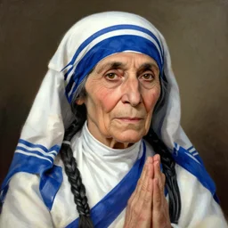 nic cage as mother teresa, buff, painted portrait, highly detailed,