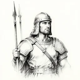 beautiful ink sketch, a scythian spearman