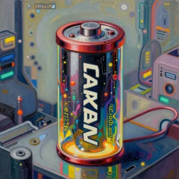 anime cyberpunk battery, intricate oil painting by greg rutkowski, trending on artstation