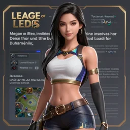 character sheet of Megan Fox as a character in the game League of Legends, with a background based on the game League of Legends, 3d render, octane render, iRay, ray tracing, realistic, highly detailed, trending on artstation, 4k, cgsociety, unreal engine 5, redshift render, blender cycles, behance, cg