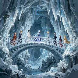 catacomb bridge in a lush cavern of ice, magnificent, close up, details, sharp focus, elegant, highly detailed, illustration, by Jordan Grimmer and greg rutkowski and PiNe(パイネ) and 薯子Imoko and 香川悠作 and wlop and maya takamura, intricate, beautiful, Trending artstation, pixiv, digital Art