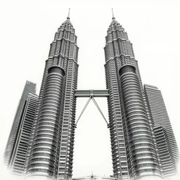 highly detailed pencil sketch of Petronas Twin Tower, hyperrealistic, photorealistic, artstyle, highly detailed, sharp