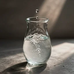a water drop falling in a vase filled with water that spills