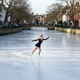 emma watson ice skating on a frozen river stour, seen from canterbury high street