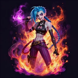 jinx flare arcane splash art graphic design color splash high contrasting art, fantasy, highly detailed, art by greg rutkowski