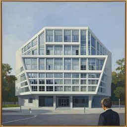 a painting of an architecture building by kenzo tange and toyo ito photography by bas princen and giorgio de chirico