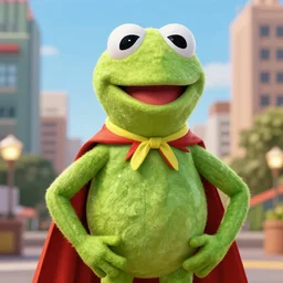 Kermit the frog as a superhero, film poster,  4k