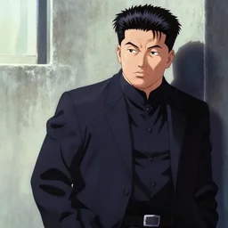 kim jong - il in the style of ghost in the shell by mamoru oshii