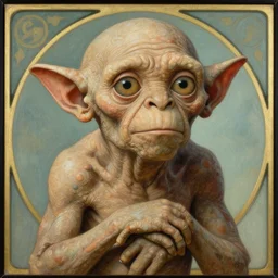 a painting of gollum, art nouveau, detailed 8 k, from 1 9 2 7, beautiful