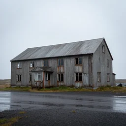 Abandoned building in Iceland, raining