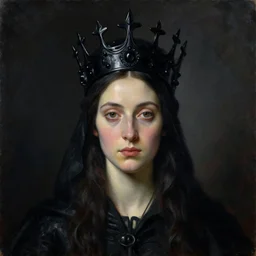 The portrait of Lady in black wax crown by Remedios Varo, dark fantasy, witcher, very detailed oil painting, masterpiece, 8k
