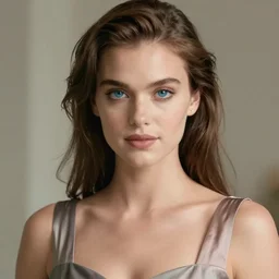 a gorgeous American women with pretty blue eyes in a dress, cinematic