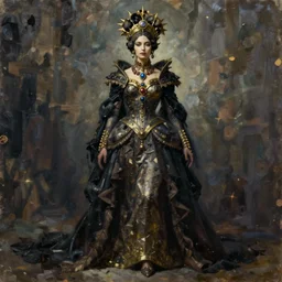 oil painting of a queen of modern culture full - body, highly detailed, dark fantasy, oil painting, artstation, concept art, illustration, art by gabriele dell otto, 8 k