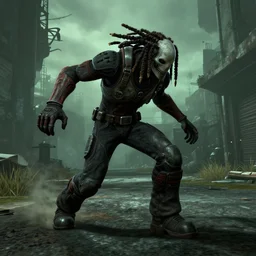 game screenshot of woolie madden in dead space 1 with dreadlocks, stomping