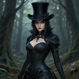 full portrait of a dark fantasy female pyromancer, skintight dress, top hat, finesse, key visual, realistic shaded perfect face, fine details, forest background, smooth, highly detailed, digital illustration, by stanley artgerm lau, wlop, rossdraws, james jean, andrei riabovitchev, marc simonetti, and sakimichan