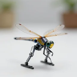 high quality presentation photo of a minuature robot that looks like a dragonfly, photography 4k, f1.8 anamorphic, bokeh, 4k, Canon, Nikon