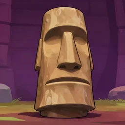 a screenshot of a moai head statue in Hazbin Hotel