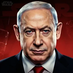 benjamin netanyahu face, cover art, poster of the next star wars film, benjamin netanyahu characters
