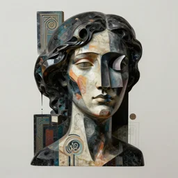 epic concept art. 3 d abstract female face silhouette mixing with black and color liquid fluid. abstract sculpture. vertical rectangles, rectangles, cubes. art deco swirls, art noveau. masterpiece, michelangelo. concept art, matte painting. greg rutkowski, wlop, victo ngai, kandinski