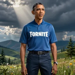 a photograph of Obama as a Fortnite skin. Digital Art