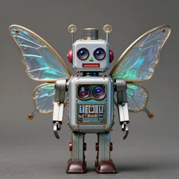 closeup profile portrait of tin toy robot fairy, depth of field, zeiss lens, detailed, symmetrical, centered, fashion photoshoot, by nicoletta ceccoli, mark ryden, lostfish, breathtaking, 8 k resolution, extremely detailed, beautiful, establishing shot, artistic, hyperrealistic, octane render