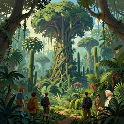 digital illustration of a vibrant fantasy megaflora jungle, art by benoit b. mandelbrot, steven belledin, martin johnson heade, lee madgwick, and caspar david friedrich,