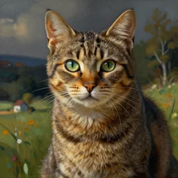 intense colored illustration of a cat by louis wain