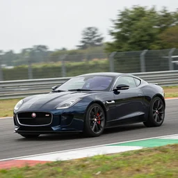 a 2 0 1 5 jaguar f - type r coupe driving on a racetrack