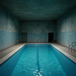 swimming pool liminal space, scary, backrooms by zdzislaw beksinski