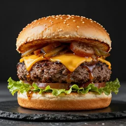 the most disgusting hamburger you can imagine, professional food photography, very detailed, studio lighting