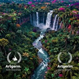aerial view of a colorful jungle with rivers and waterfalls, by artgerm, tom bagshaw, gerald brom, vaporwave colors, lo - fi colors, vaporwave, lo - fi, moody vibe, goth vibe, full body, rendered by substance designer,