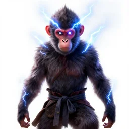 a monkey made of lightning thunder ninja with all seeing eyes digital painting high definition, photorealistic, digital art, trending on artstation, octane render, 4 k, brilliant lighting, white background