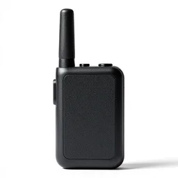 obsidian walkie talkie, photorealistic, isolated on a pure white background, centered, entire object in frame, sharp focus, soft studio lighting