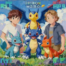 an eyvind earle and theodor severin kittelsen collaborative painting of a scene from digimon world ( 1 9 9 9 ), vhs static