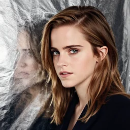 emma watson, chrome, reflect, texture, photograph