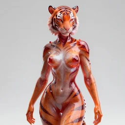 hyper detailed ultra sharp portrait of baroque and bladerunner delicate neon ruby sculpture of seductive albino primce royce tigers orange iridescent humanoid deity wearing metallic hoody made out of leaves holding the sun prismatic dungeon, glowing rainbow face, crown of white diamonds, cinematic lighting, photorealistic, octane render 8 k depth of field 3 d