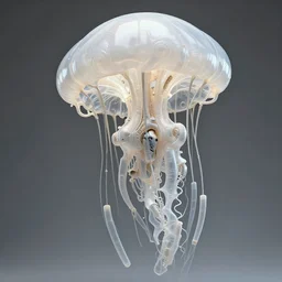baroque, swirl, by iris van herpen, inflateble shapes, wires, tubes, veins, jellyfish, white biomechanical details, epic bionic cyborg implants, masterpiece, intricate, biopunk, vogue, highly detailed, artstation, concept art, cyberpunk, octane render