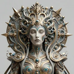 artstation futuristic 3 d model of hyper - detailed!!! beautiful groovypunk queen of fractal magma in full regal attire. face portrait. art nouveau!!! symbolist visionary, baroque, giant fractal details. horizontal symmetry by zdzisław beksinski, iris van herpen, raymond swanland and alphonse mucha. hyper - real beautiful
